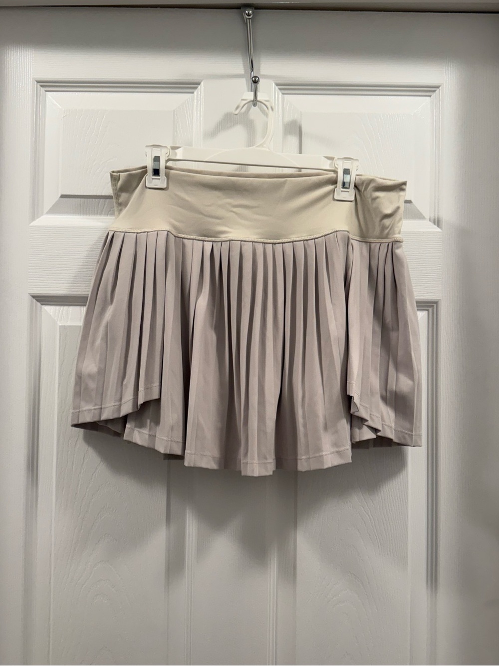 Gold hinge womens Pleated Cream Mini Skirt skort with Wide Waistband size XL